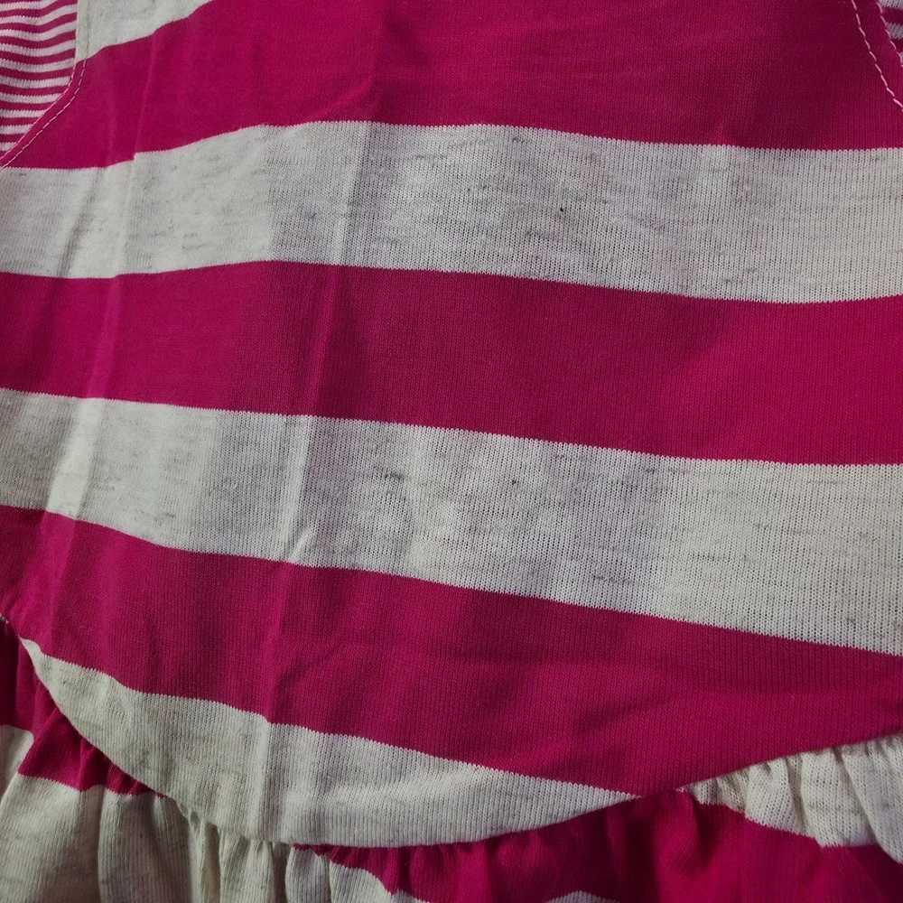 Top Stuff Vintage Girls Pink White Striped 2 Piece Romper Set Size 14 USA Made